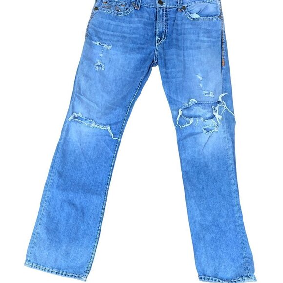 Rare True Religion Jeans Size 40 RICKY FLAP T Orange Stitch - Picture 10 of 13